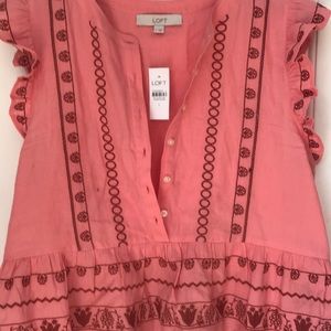 NWT Loft peplum top with embroidery. Size large.